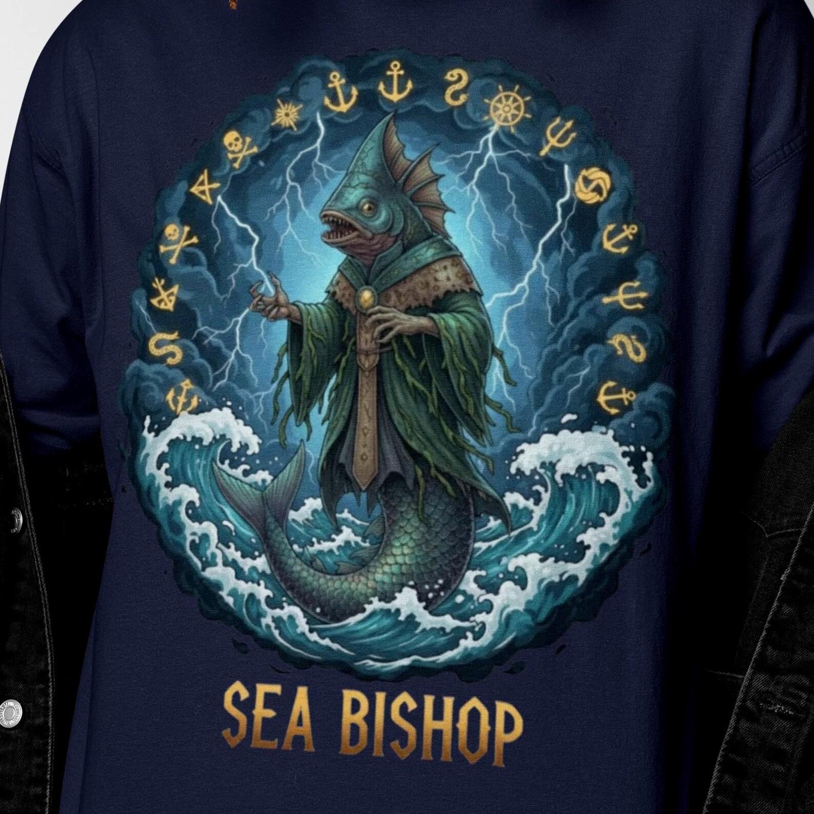Sea Bishop Shirt | Vintage Sea Bishop Graphic Tee | Sea Bishop Sea Monster Top | Sea Bishop Mythological Creature XL