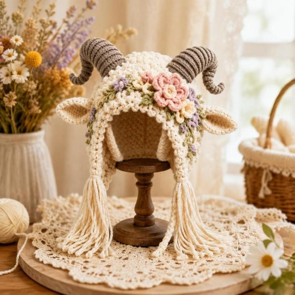 Cattle Animal Hood Knitting Hat Sheep Christmas Hat Kit Creative DIY Crochet Hat Kit Home Craft
