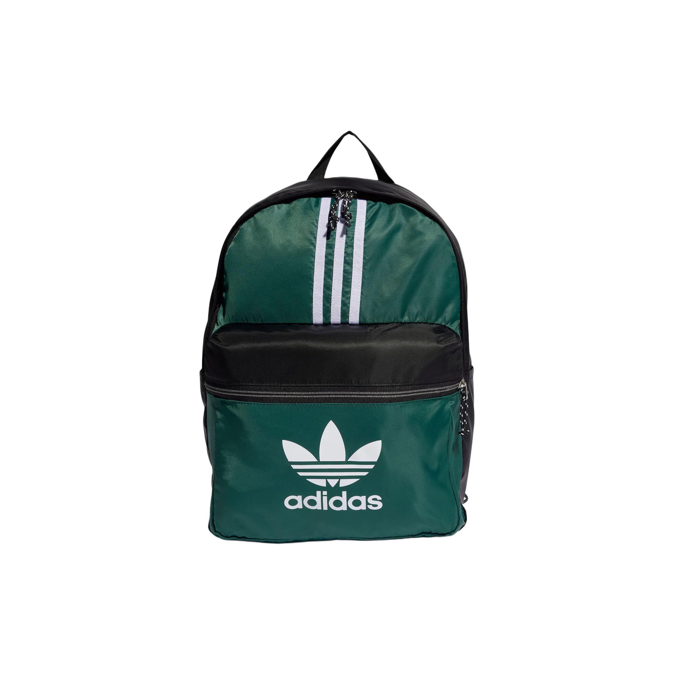 Adidas Originals Trefoil Logo Zip Closure Recycled Nylon Backpack Unisex Backpack Forest-Green IS4560 Forest Green