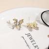 Korean Temperament Yellow Diamond-Encrusted Butterfly Stud Earrings Niche Sweet Small Fresh Earrings Women'S Light Luxury High-End Earrings