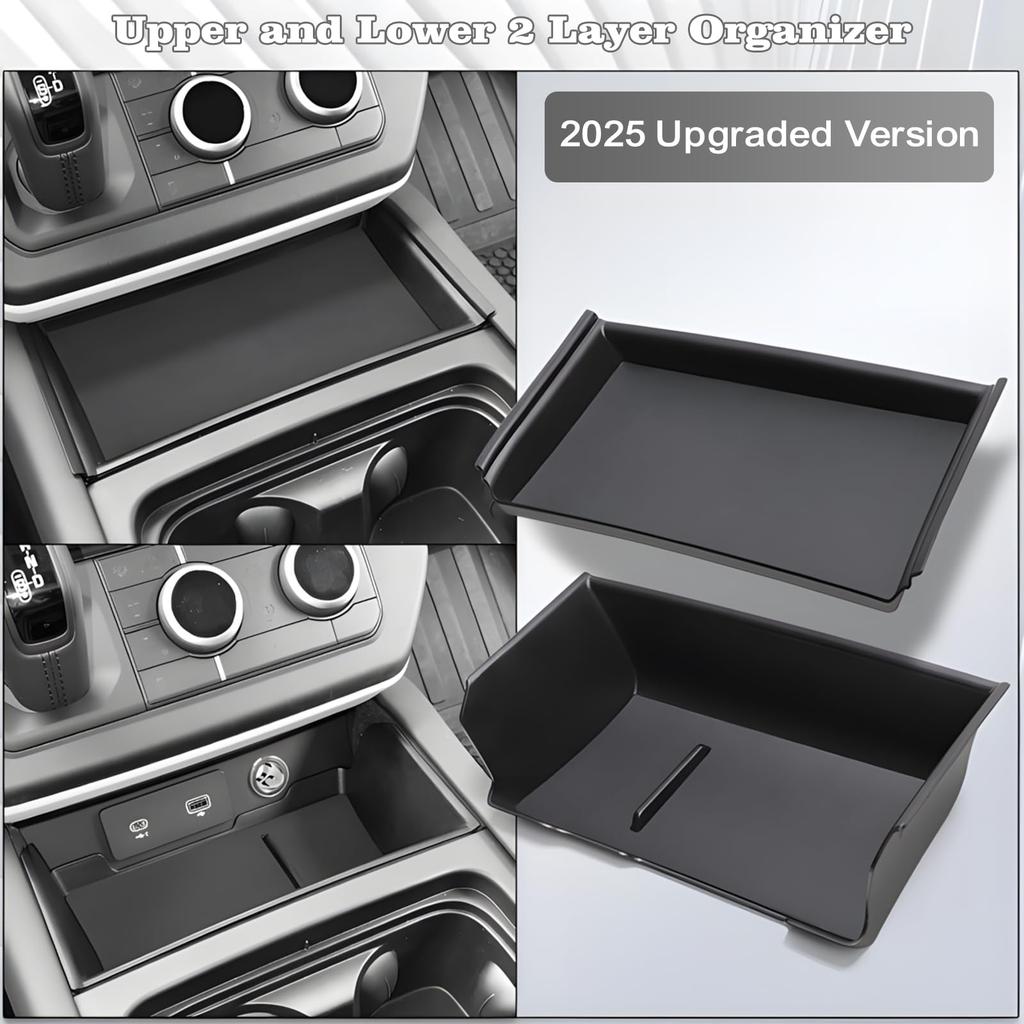 YEVEDUO Land Rover Defender 90 110 Accessories Center Console Organizer Tray Storage Box with Mat 2020-2024 Two-Tier Anti-Slip
