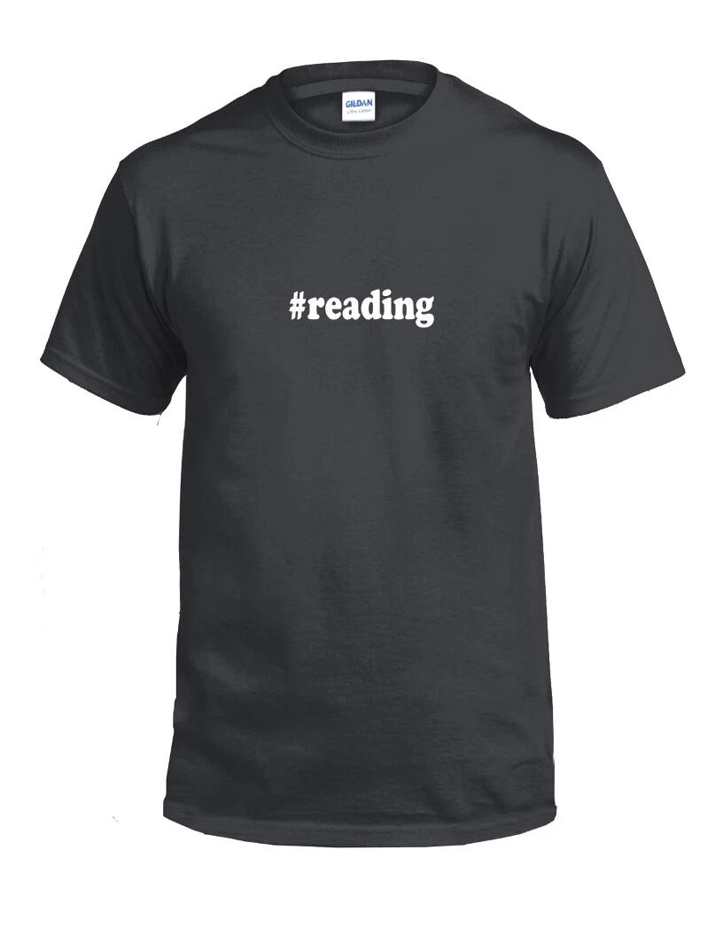 #reading T-Shirt Hashtag Reading Funny Writing Gift Black White Cotton Tee Shirt 3XL