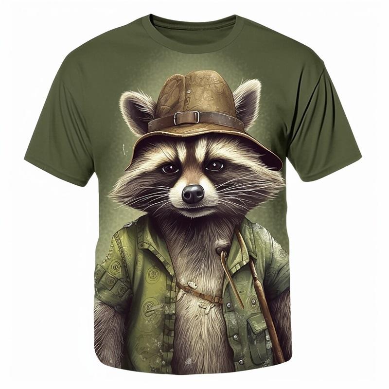 3d Print Funny Animal Raccoon T-Shirt for Men Summer Casual Short Sleeve T Shirt Streetwear Men's Oversized Crew Neck Tee Shirt