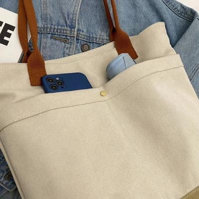 Canvas-Tasche mit großem Fassungsvermögen, zur Arbeit gehen, hochwertig, vielseitig, literarische und künstlerische Studenten, Buch- und Schultertasche