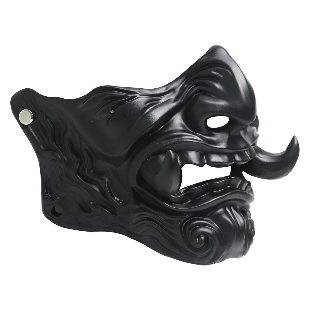 Japanese Ghost Face Dark Samurai Resin Mask Halloween Manjura Unisex Half Face Party Mask Masquerade