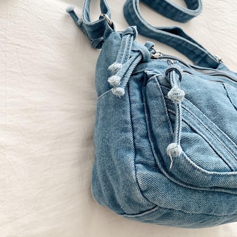 Women's Bag Vintage Denim Bag Travel Crossbody Bag Multi-Layer Shoulder Bag Underarm Bag