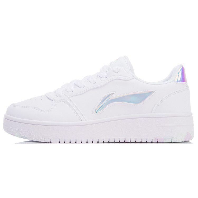 Li Ning Slip Resistant Lightweight Balance Abrasion Resistant Low top Skateboard Shoes Women's White AGCR342-2