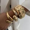 Irregular Water Drop Metal Wide Spring Bangles Vintage Geometric Punk Bangle Bracelets For Women  Statement Jewelry