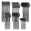 36Pcs Dinnerware Set Stainless Steel Tableware Set Black Gold Flatware Knife Fork Dessert Spoon Luxury Western Cutlery Set
