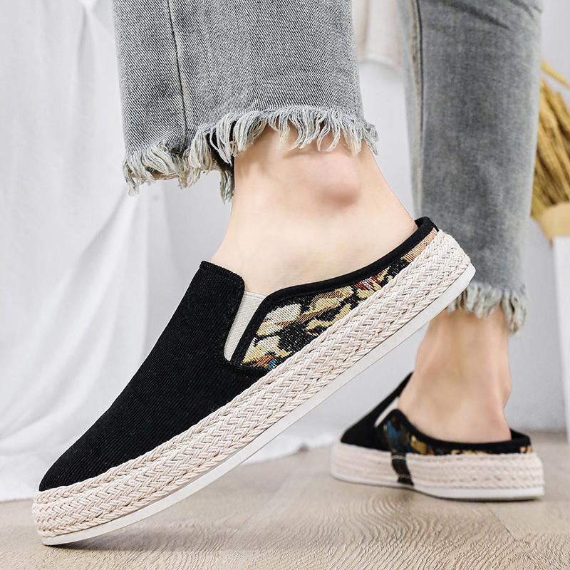 Casual Men Shoes Fashion Sports Shoes Men Personality Men Sneakers Half Slippers  Corduroy Loafers Men's Shoes Corduroy Loafers