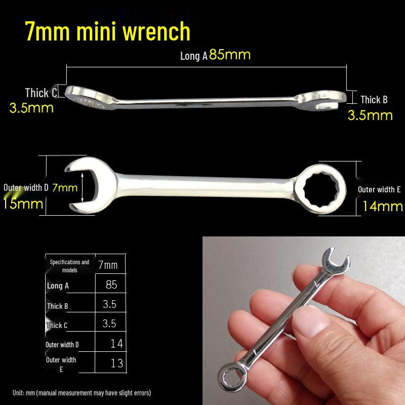 Mini Metric & Imperial Wrench Set 4-11mm Box/Open End