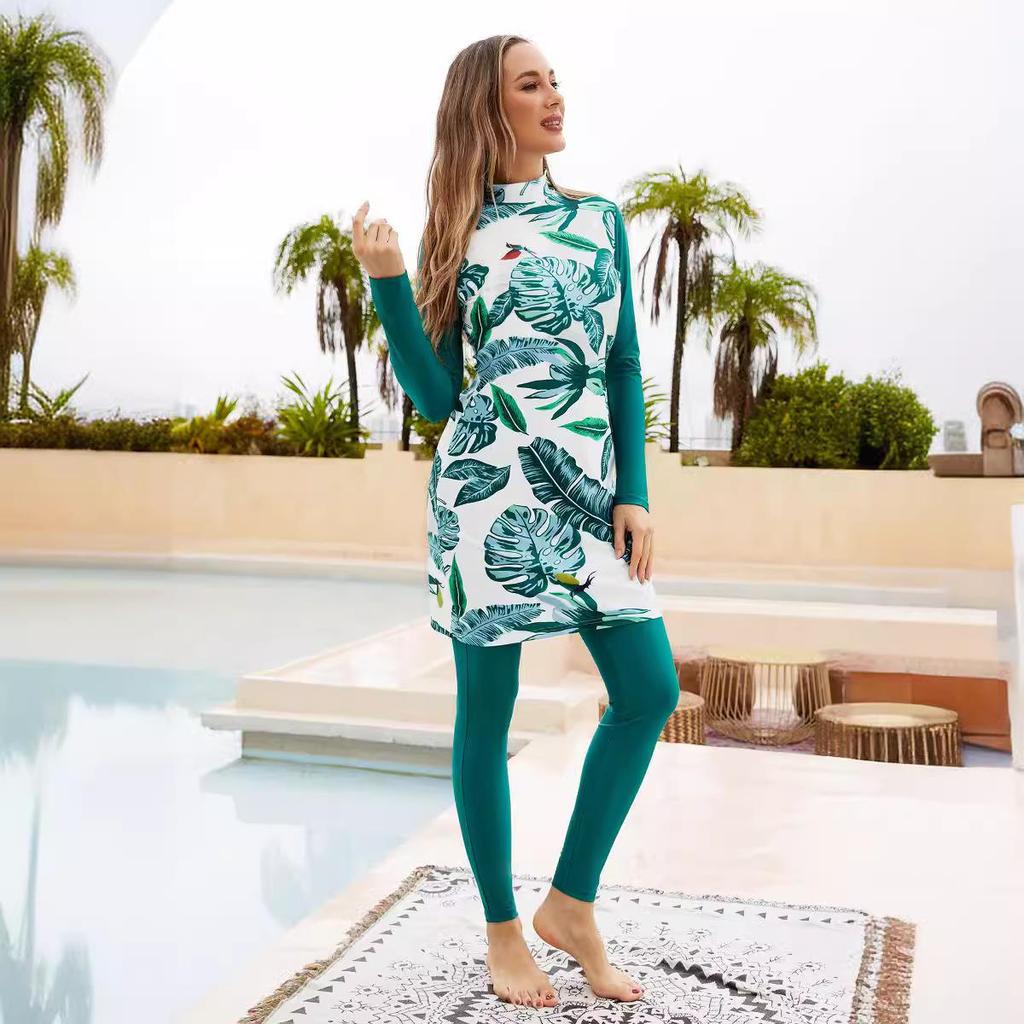Southeast Asian Muslim Modest Swimwear Set: Four-Piece Full Coverage with Sun Protection