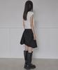 Peulleeoeob Asymmetrical Draped Layered Skirt (Fl-252_Black)
