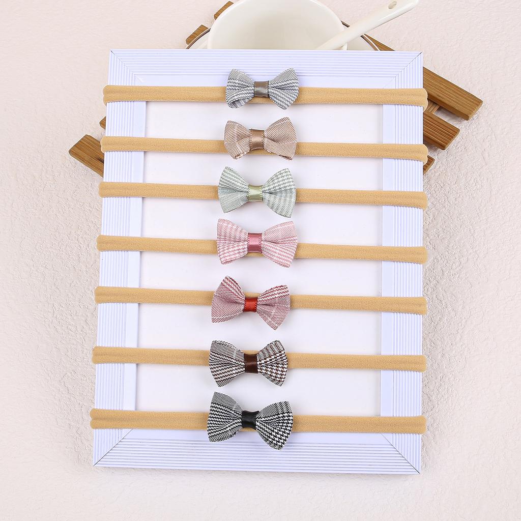 7 st Mini Tyg Hårrosetter Nylon Pannband Mjuka Elastiska Hårband Baby Flickor Pannband Baby Småbarn Barn Håraccessoarer