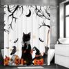 Halloween Pumpa Kattunge Duschdraperi, Dekorativt Duschdraperi för Badrum, Vattentätt Duschdraperi med Krokar