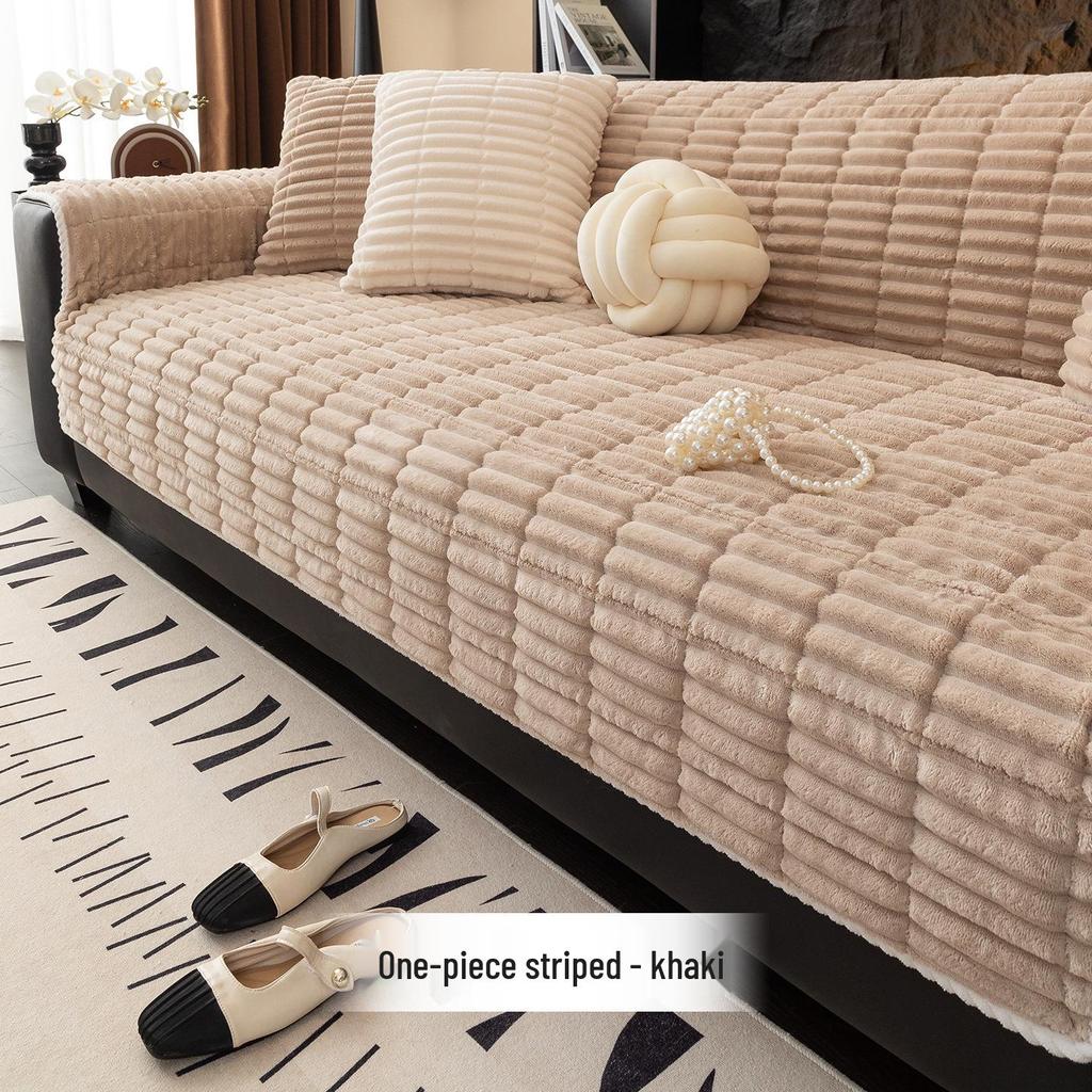 2026 Winter Plush Non-Slip Sofa Cushion & Leather Cover