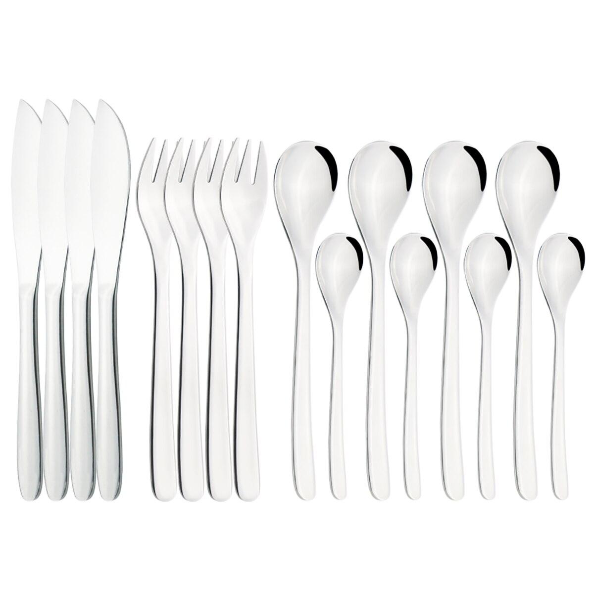 

Набор столовых приборов из нержавеющей стали 18/10, 4 комплекта/16 шт., набор столовых приборов высокого качества, западный нож, вилка, чайная ложка, столовые приборы, кухонная посуда серебряный