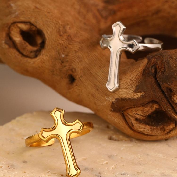 Simple Yet Stylish Adjustable Crosses Rings Stainless Steel Unisex Designs for Everyday