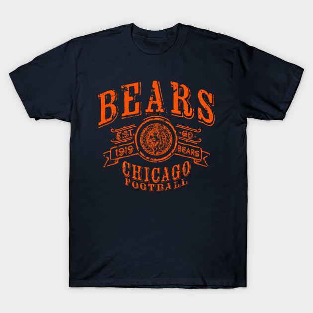 Asian Size Men Black Print T-shirt Bears Vintage Football No-Cut Heat Transfer Print Cotton Tshirt