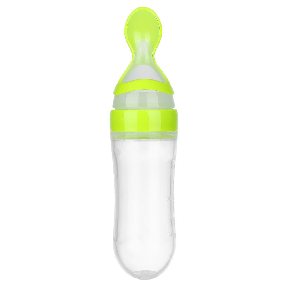 90ML Silicone Squeeze Milk Bottle With Spoon Food Rice Feeder Feeding Bottle