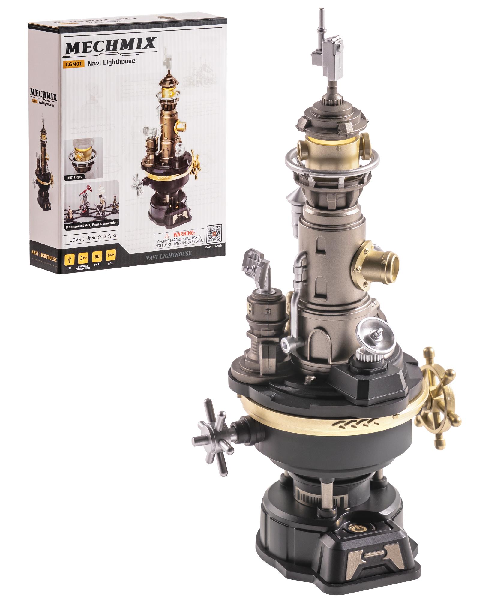 ROKR Navi Lighthouse Mechanical 3D Puzzle with Light, DIY Metal Toy Assembly Kit, Adult Gift, Connectable to Mechmix Series