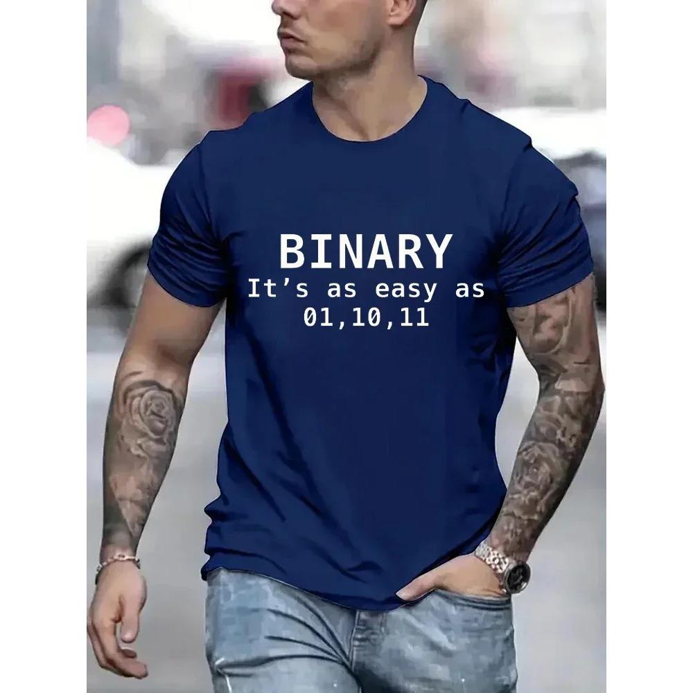Binary It's As Easy As 01,10,11 Funny Printing Men T-Shirts Breathable Tee Clothes Summer Streetwear Tops Oversized Short Sleeve