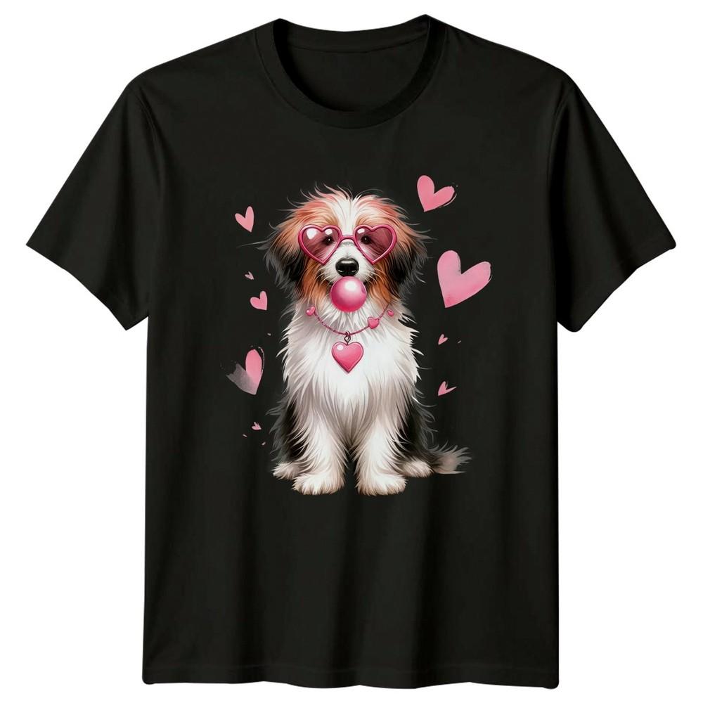 Cute Dog Hearts Bubblegum Valentines Day Animals Dogs Unisexs TShirt Unisexs Tee