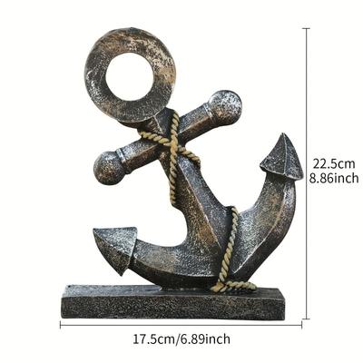 Décoration Ancre pour la Navigation - Sculpture d'Ancre de Navire Tendance Antique Créative Rétro Artisanat en Résine