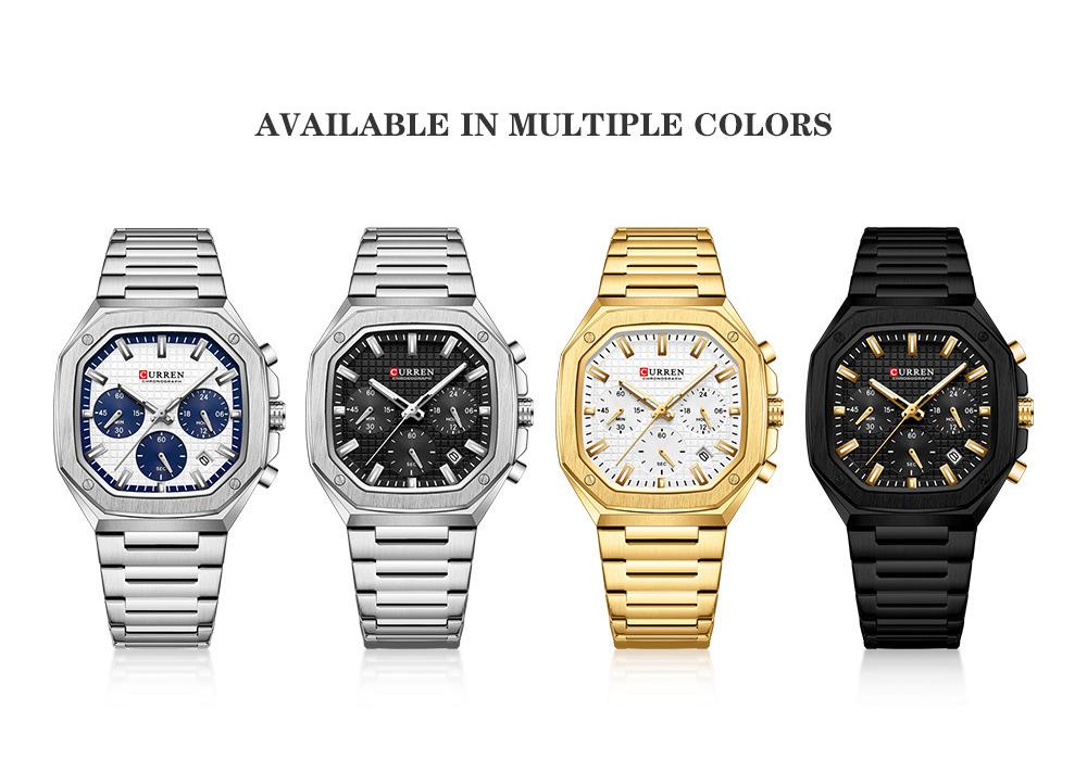 CURREN Men's Six-Hand Steel Band Business Watch with Calendar - Model 8459