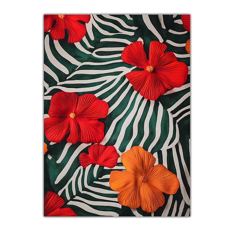 Boho Tropical Plant Wall Art, Vintage Jungle Leaves Canvas Painting, Botanical Poster Prints for Living Room Bedroom Wall Decor
