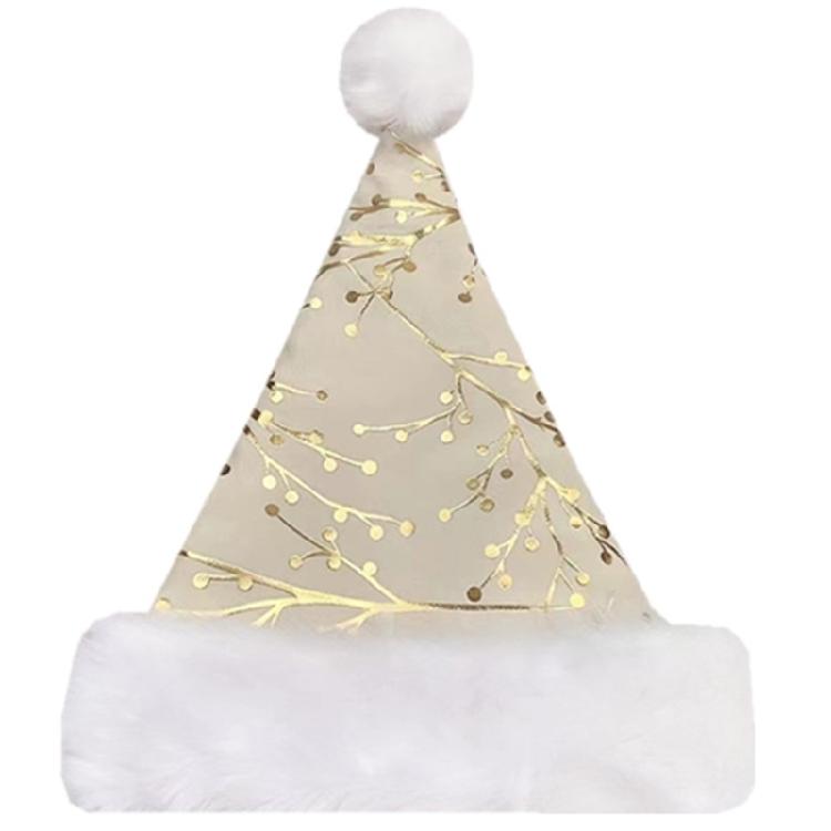 Карнавальная Рождественская Шляпа Плюшевая Шляпа Рождественская Праздничная Шляпа Унисекс Шляпы с Золотым Узором 1