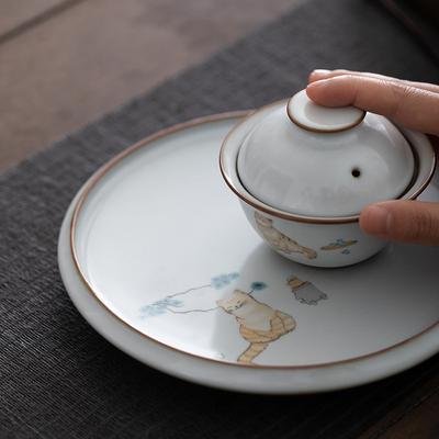 Ceramic Tea Tray Fruit Dish Cute Cat Tea Table Accessories