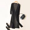 Women Long Cardigan Poncho Summer Autumn Thin Silk Knitted Cardigans Knitted Sweater Casual Loose Coat Jacket