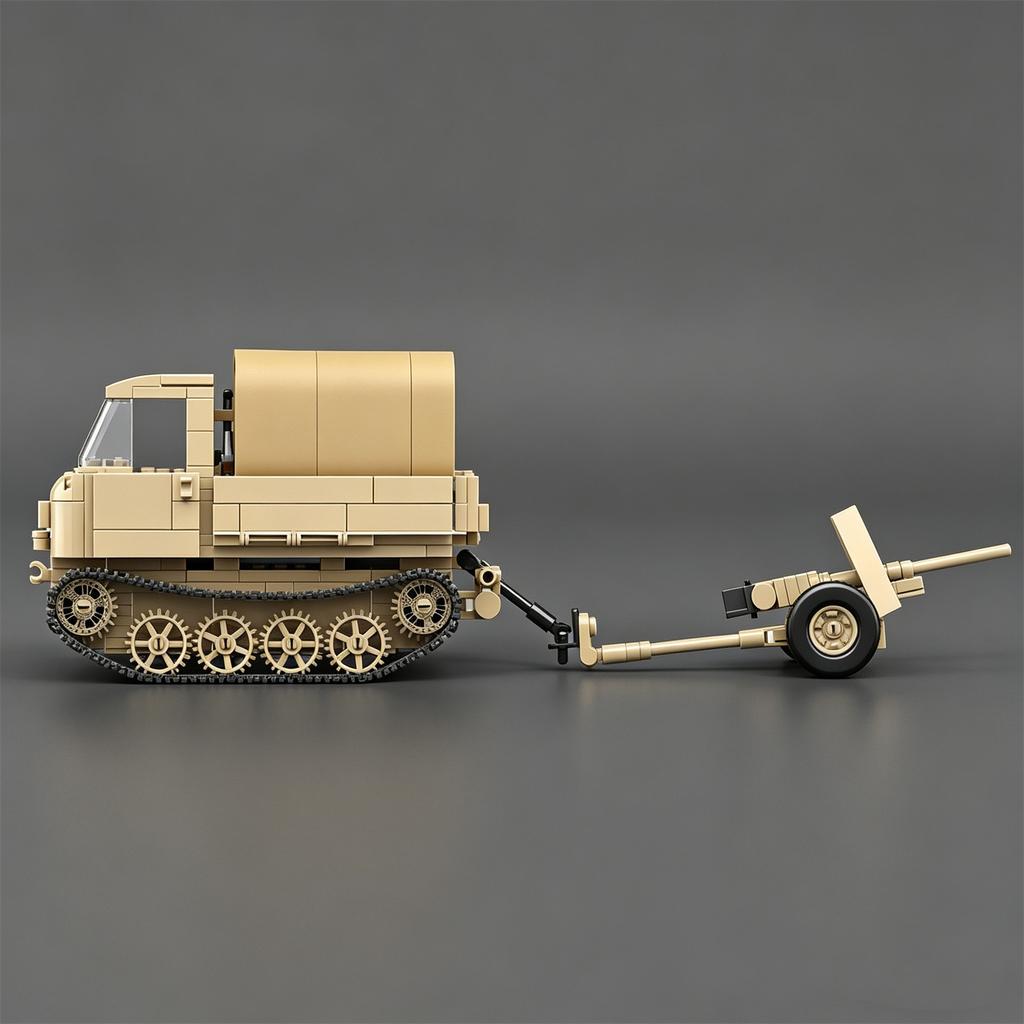 MOC Figurine Raupenschlepper Ost (RSO/01) Eastern Front Tracked Tractor Building Block Howitzer Model Toy