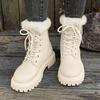 Winter Plush Ankle Boots for Women Non Slip Thick Bottom Furry Snow Boot Pu Leather Short Booties Classic Cotton Shoes for Women