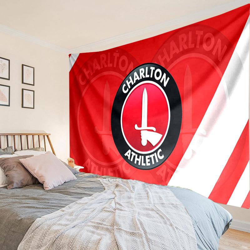 Charlton FC Wappen Wandteppich, Einzigartiger Design Wandteppich, Wanddekoration für Schlafzimmer, Wohnzimmer, Spielzimmer, Herzliche Fan-Feiertagsgeschenke