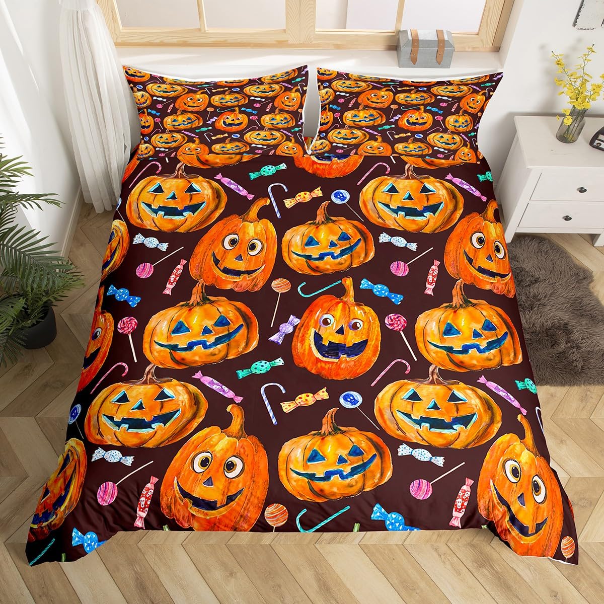 

Candy Duvet Covers For Kids Boys Girls Queen King Size Lightweight Down Room Decor 2 Pillowcases And 1 Duvet Cover No Comforter EU Single(135x200cm)