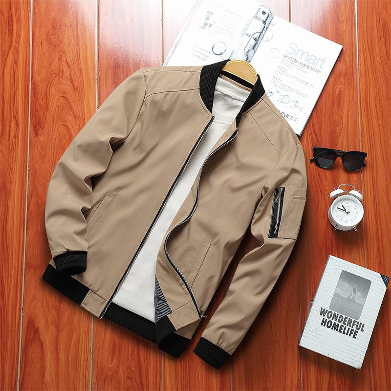 New spring and autumn men s thin jacket, casual coat, men s baseball jacket, men s leather jacket for youth M