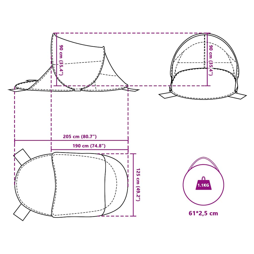 Beach Tent Azur Blue Pop Up Waterproof