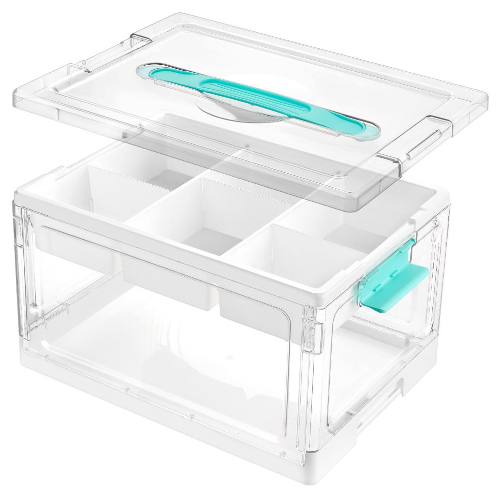 Transparent Plastic Craft Storage Box with Partition Large Capacity Household Goods Storage Box Toy Book Home Storage Box прозрачный