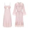 Rose Sweet Lingerie Set: Padded Camisole Dress with Tie-Front Robe