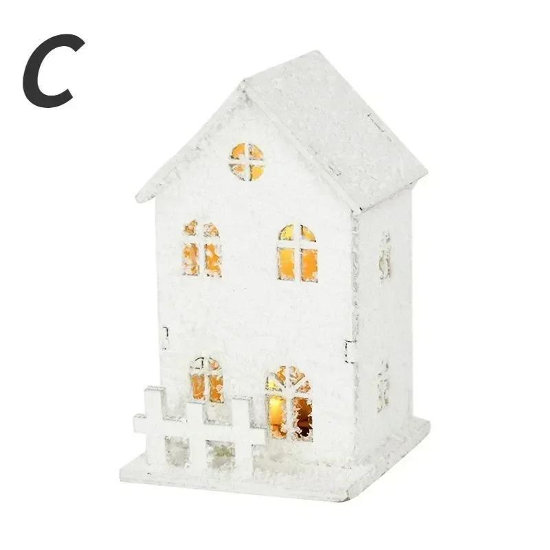 2025 Christmas Led Light Wooden House with Snowflake Luminous Cabin Christmas Decorations For Home Xmas Ornament New Year Gifts