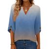 Womens 3/4 Length Sleeve Tunic Tops Casual V Neck Shirts Business Work Blouses