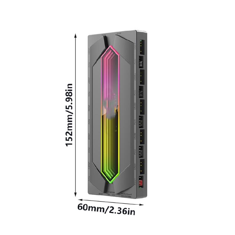 5V 3Pin ARGB and PWM Fan Hub with 12 Slots, Remote Controls, Magnetic Attachment for Desktop Customization