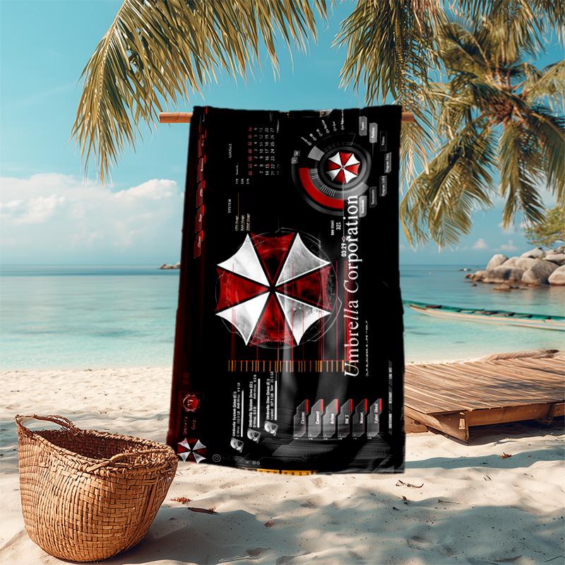 Resident Evil game, Umbrella Corporation, soft beach towel, outdoor camping vacation swimming beach towel, outdoor absorbent bath towel, Q10