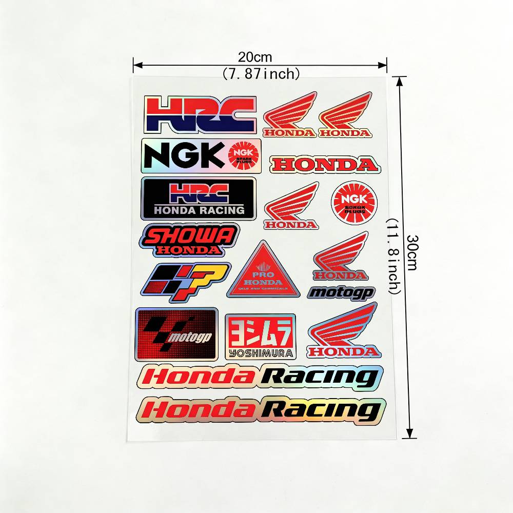 

Fashion Laser For Honda Waterproof Reflective Motorbike Stickers Easy Peel Removable Decals For Motorcycle Car 20x30cm