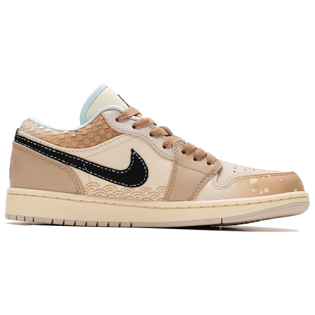 Jordan Air Jordan 1 Abrasion Resistant Abrasion Resistant Low top Vintage Basketball Shoes Women's Beige Brown HQ3440-101(TeamThree-)
