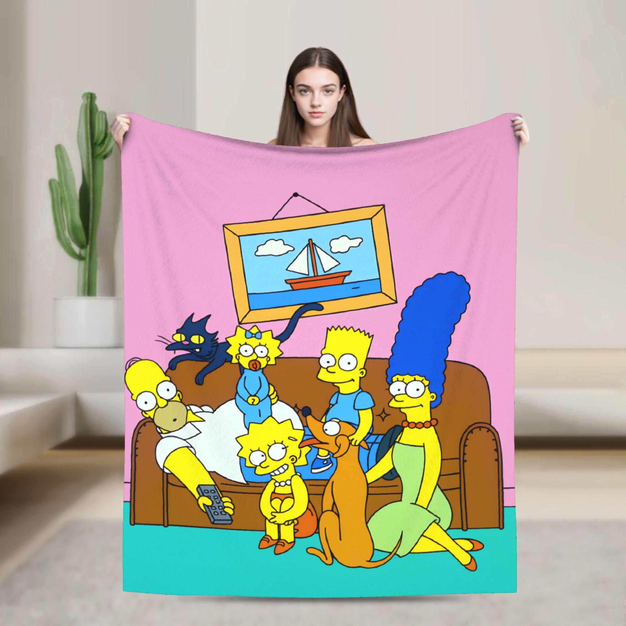 

Bart Homer Lisa Marg Blanket The S-Simpsons Super Soft Print Plush Throw Blanket For Living Room Flannel Bedspread Bed Cover 80x120cm(31x47inch)