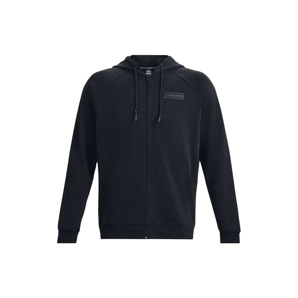 Under Armour Solid Color Full Zip Hooded Sports Jacket Men Jackets Black 1382112-001