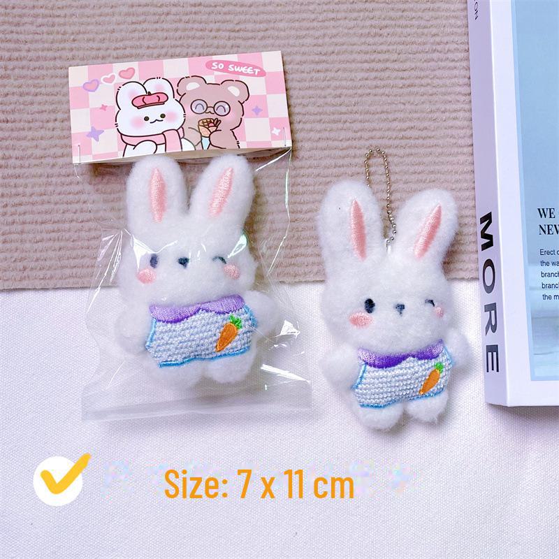 Entzückende Kaninchen-Plüschpuppe: Weich, Niedlich, Ganzkörper-Hasenmädchen Herz-Tasche Brosche Accessoire.